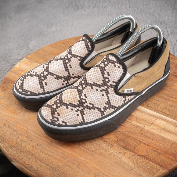 VANS Customs Slip On SHOES SNAKESKIN PYTHON PATTERN WOMENS 9 - Picture 3 of 7